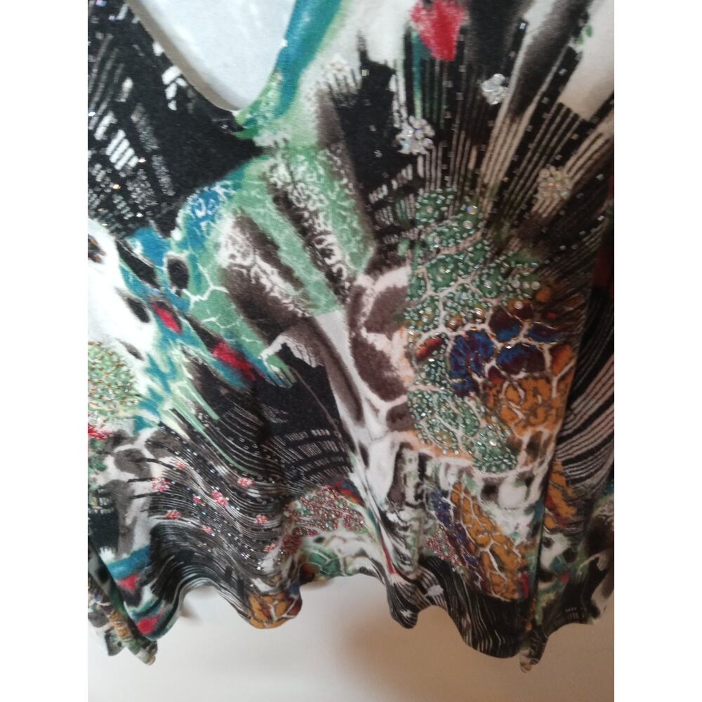 Vtg Alberto Makali Y2K Graphic Sweater Sz Large Beaded Euro Artsy Indie - Picture 5 of 9
